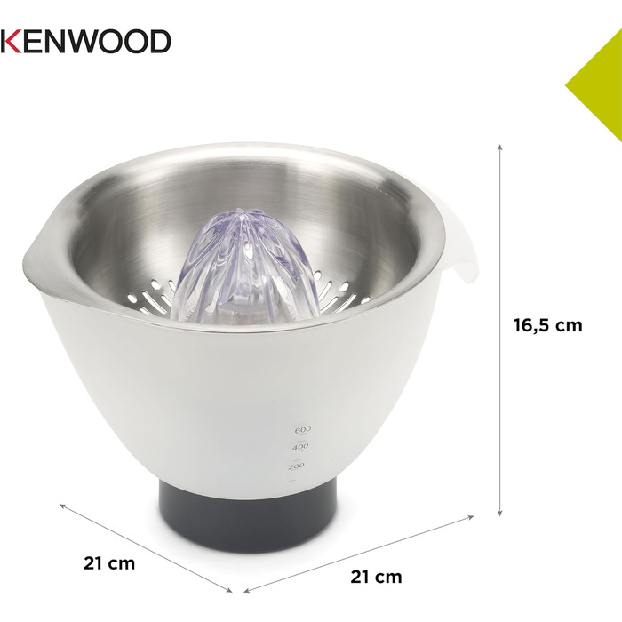 Соковижималка для цитрусових Kenwood AT312 (для свіжовичавлених цитрусових соків, аксесуари для кухонного комбайна, підходить для всіх кухонних комбайнів Chef), вигляд з нержавіючої сталі