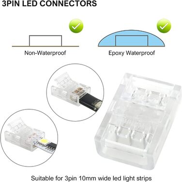 Контактний роз'єм для світлодіодної стрічки 10 мм, включаючи подовжувач 4,4 м, 12 x кронштейн, 10 частин 3-контактний роз'єм JST SM WS2811, роз'єм для світлодіодної стрічки 2812B, 3-