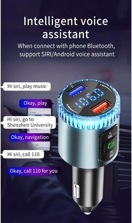 Автомобільний MP3-плеєр Bluetooth Rec Nger FM-передавач гучного зв'язку з 7 різнокольоровими індикаторами QC3.0 USB Fast Charger T, 77A