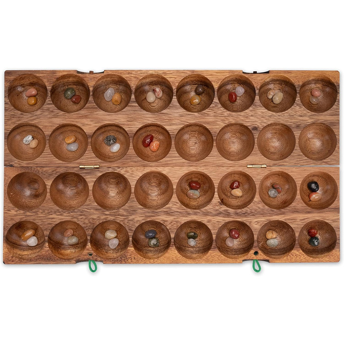 ЛОГОГРАММА Hus - Bao - Kalaha - Mancala - Gemstone game - Гра з дорогоцінних каменів з деревини Самена, в т.ч. з дорогоцінними каменями