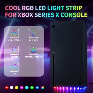 Світлодіодна стрічка eXtremeRate для консолі Xbox Series X, світлодіодна стрічка RGB, 7 кольорів 29 ефектів світлодіодна стрічка для консолі Xbox Series X, включаючи ІЧ-пульт дистанційного керування для Xbox Series X.