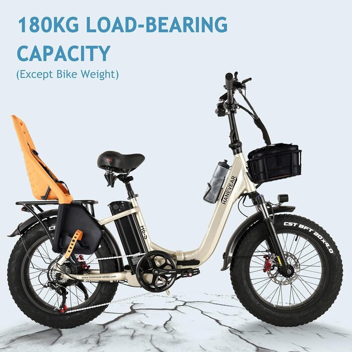 Складний велосипед HANEVEAR H6-S E Bike з літієвою батареєю 1152Wh/d1D7D0d1D7D2, 140KM, 65Nm 250W двигун заднього колеса, 20 * 4' Fat Tire Ebike Pedelec City, електричні велосипеди для дорослих чоловіків жінок золото