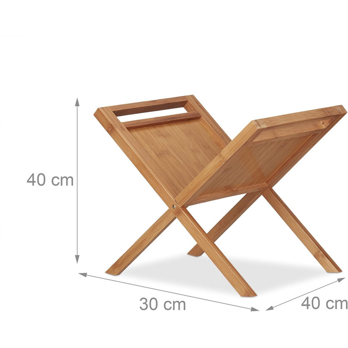 Стійка для газет бамбукова, зберігання, колектор, ручки для перенесення, зручна, економія місця, стояча, DIN A4, DIN A5, природа, 2 шт.