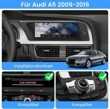 Автомагнітола AWESAFE для Audi A5 2009-2016 (висока версія), система Android 11, 8.8 дюймовий сенсорний екран, 464G, підтримка 4G WiFi CarPlay Android Car GPS Bluetooth Mirrorlink для високої версії