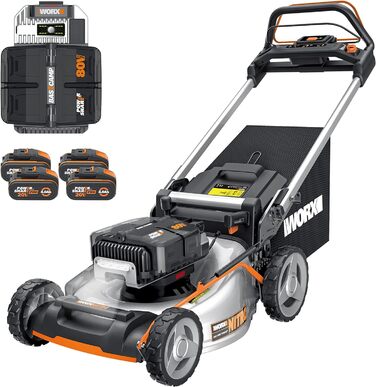 Професійна акумуляторна газонокосарка WORX WG761E Nitro 80V (4x20V), безщітковий двигун, колісний привід, ширина зрізу 51 см