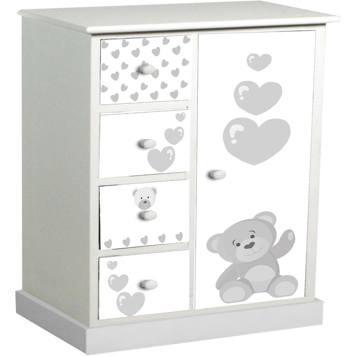 Комод vacchetti Josef 8033750000 Mobiletto Bears, 1 дверцята і 4 ящики, дерево, фіолетовий, 56 x 30 x 79 см