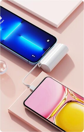 Сумісний з iPhone і Samsung (iPhone), 5000mAh, Mini Portable Power Bank External Battery Type-C and iPhone, Wireless Power Bank, Fast Charging, Light and Small