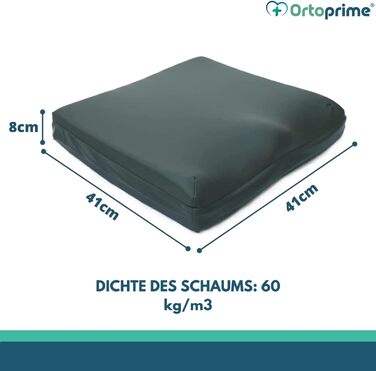 В'язкоеластична протипролежнева подушка високої щільності OrtoPrime - 60 кг/м3 - Ортопедична рельєфна подушка з піни з ефектом пам'яті - Підходяща подушка для сидіння для інвалідних візків, дому, автомобіля та офісу