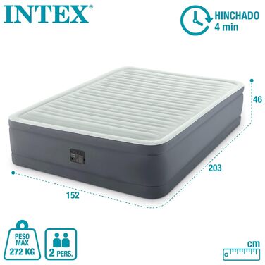 Підняте надувне ліжко Intex Queen Premaire I з Fiber-Tech RP, надутий розмір 152 см x 203 см x 46 см (64906ND)