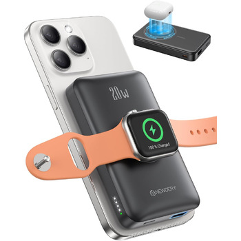 Powerbank для Apple Watch та iPhone, бездротовий10000mAh, швидка зарядка, чорний