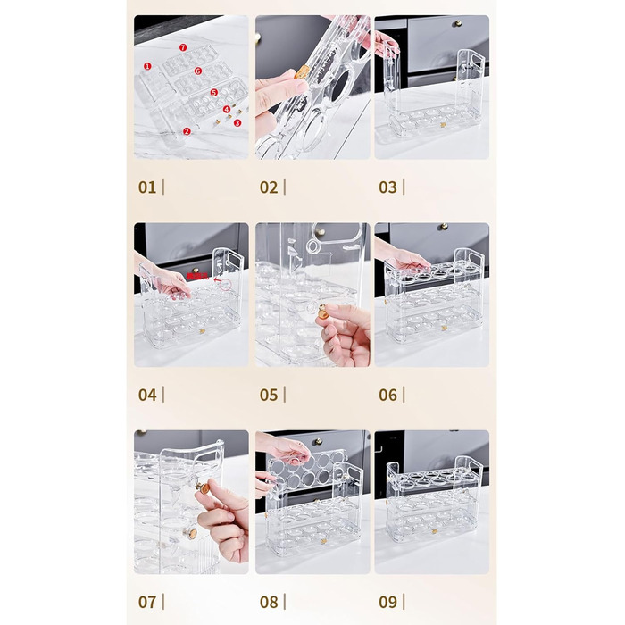 Коробка для зберігання яєць, двостороння, три шари по 30 яєць, органайзер для холодильника, контейнер для їжі, кухонні ящики для зберігання, лоток для яєць, контейнер для холодильника