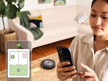 Вакуумний робот iRobot Roomba j7 із підтримкою Wi-Fi і автоматичною вакуумною станцією, картографуванням і двома гумовими щітками для всіх поверхів - Виявлення та уникнення об&39єктів - Навчання та картографування