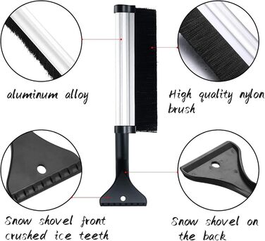 Автомобільна мітла для яєць зі скребком для льоду, зимова мітла, автомобільний скребок для льоду, щітка для снігу 2-в-1, скребок для льоду з мітли, для лобового скла та вікна автомобіля, підходить для вантажівки та позашляховика