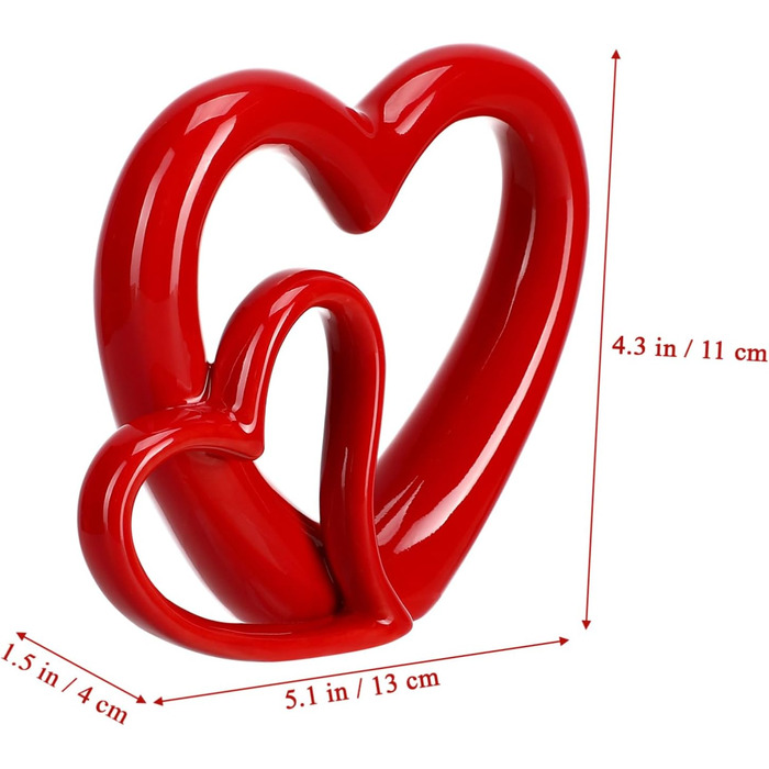 Прикраси Весільні прикраси Червона ваза Домашні акценти Декор Романтична художня статуя Adornos Para Sala Кімнатний декор Кераміка Червоний День Святого Валентина Серце Декор Серце Керамічна скульптура Порожниста Японія