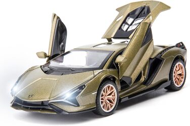 Масштаб, сумісний з Lamborghini SI n FKP37 Модель автомобіля іграшка, звук і світло відтягнути назад цинковий сплав лиття автомобіля іграшка для дітей хлопчиків дівчаток подарунок (армійський зелений), 1/32