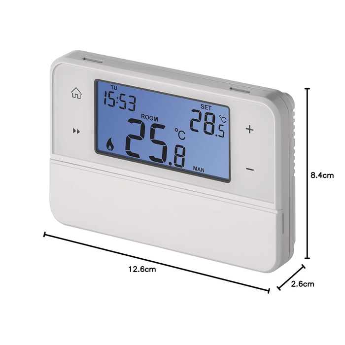 Цифровий кімнатний термостат Emos з підтримкою OpenTherm - програмований дротовий термостат для поверхневого монтажу, білий, 12,6 x 8,4 x 2,6 см