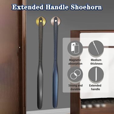 Міцний ріжок для взуття, Shoehorn для жінок, Подовжений магнітний дизайн Shoehorn, Простий помічник для взуття в японському стилі, Побутовий ABS Shoehorn для літніх людей, erg 27.7in Синій колір