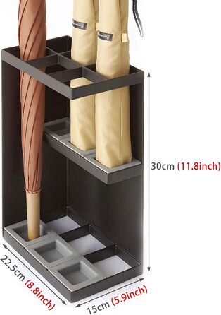 Підставка для парасольки Металевий кронштейн 4 слоти Підставка для парасольки, нержавіючий тримач для парасольки з короткою парасолькою та силікагелевим піддоном для крапель, палиці для ходьби Палиці для ходьби Мечі Відро для парасольки чорний STYLE3