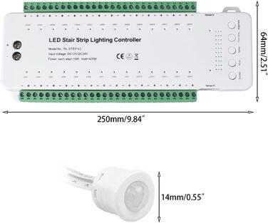 Світлодіодне освітлення сходів XLSBZ з детектором руху, 16 сходинок Світлодіодна сходова стрічка Тепле світло (28 сходинок RL-STEP-03)