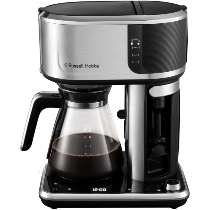 Кавоварка Russell Hobbs Barista регулювання міцності заварювання, функція холодного заварювання, піноутворювач молока Attentiv - Цифрова сенсорна панель управління (програмований таймер) Крапельна кавоварка 26230-56