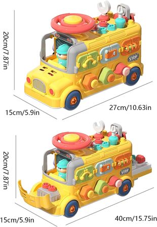 Сенсорна іграшка-кубик - розсувна головоломка у формі автобуса, сенсорна іграшка-кубик у формі автобуса для малюків іграшка для розвитку дрібної моторики у формі автобуса, активна іграшка-кубик для малюків