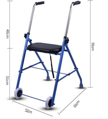 Допоміжний засіб для ходьби, розбірна рама для ходьби з м'яким сидінням, 2 колеса, регулювання висоти, привід, допомога для пересування, допоміжний засіб для ходьби для людей похилого віку з обмеженими можливостями, міцний алюміній, Це так добре