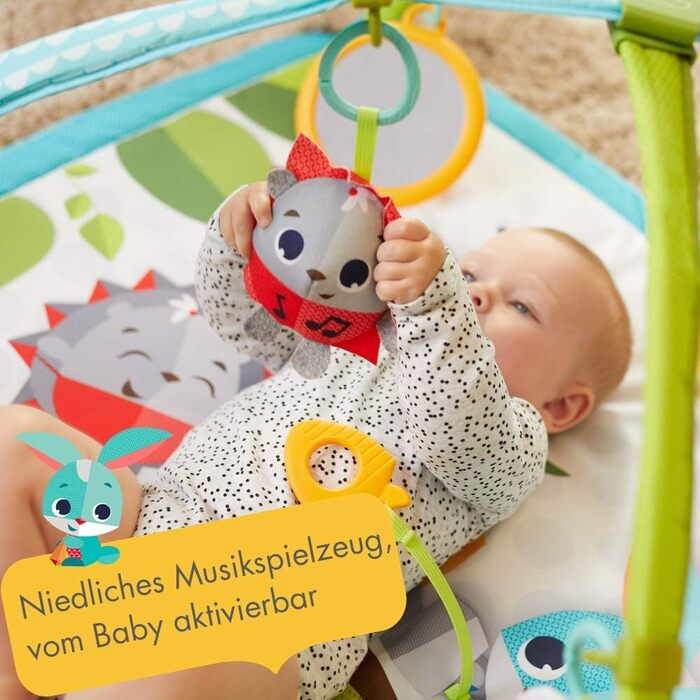 В-1 Play Mat Baby з музикою, 0 місяців, Play Blanket Baby, 18 заходів, інтерактивна музична ігрова фігурка, висококонтрастна дитяча книга, регульовані бантики, (сонячний день), 2-