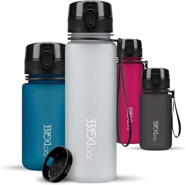 Пляшка для води 720DGREE 1л Sport 'uberBottle softTouch Sieb - Без BPA - Пляшка для води для універі, роботи, фітнесу, велосипеда, активного відпочинку, роботи - спортивна пляшка з тритану - легка, ударостійка, багаторазова (500 мл, світло-сірий - сірий С