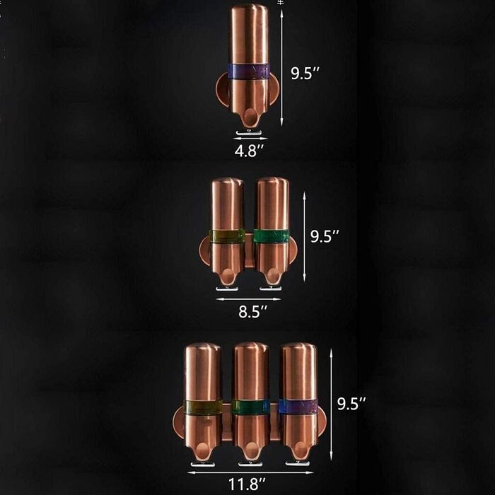 Дозатор мила SMSOM - пляшка з нержавіючої сталі, нержавіючий дозатор мила для ванної кімнати, настінний набір дозатор мила для ванної кухні (потрійний) (Розмір Потрійний)