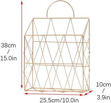 Тримач для журналів, тримач для газет, тримач для журналів з металевого дроту настінний тримач для журналів настінна стійка для журналів тримач для файлів декоративний органайзер для зберігання сміття (золото), 1PCS
