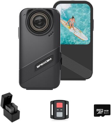 Сенсорний екран Action Cam 4K60FPS 48MP WiFi 8 шт. Zoom EIS 20m Waterproof with 64GB Sports Camera Card Underwater Camera Card 2.4G Remote Control 2x1350mAh Batteries, 20