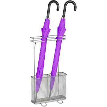 Підставка для парасольок Relaxdays, ВхШхГ 54 х 30,5 х 15 см, металева, квадратна підставка для парасольок, сучасна, сріблястий