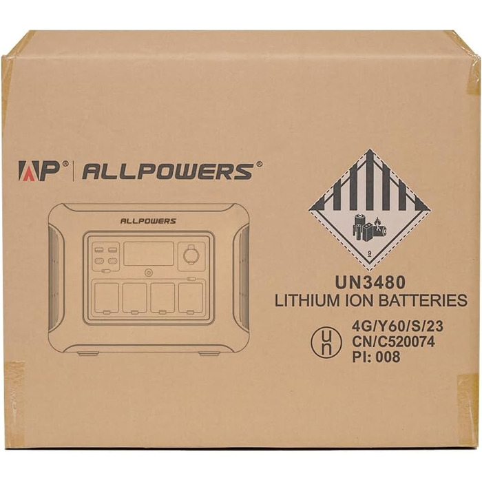 Портативна електростанція ALLPOWERS R1500, батарея LiFePO4 1152 Втгод із сонячним генератором змінного струму потужністю 1800 Вт (пікова потужність 3000 Вт), безшумне мобільне аварійне джерело живлення 43 дБ для подорожей у саду для вечірок і кемпінгу