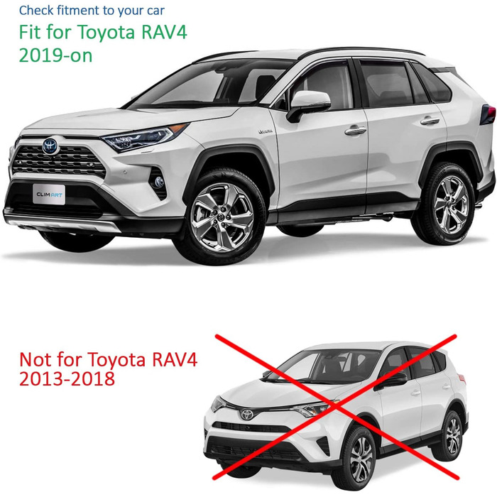 Вітрові дефлектори CLIM ART для/сумісні з Toyota RAV4 2019-2024 Дощовик для скла автомобіля, дефлектори дощу, інтегровані дефлектори, 4 шт. и для Toyota RAV4 2019-2024, інтегровані