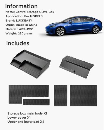 Коробка-органайзер для автомобільного бардачка ACEOLT для Tesla Model 3, аксесуари для салону автомобіля Схованка Прибирання рукавичок Коробка для зберігання Центральна коробка для підлокітника