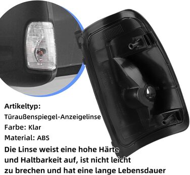 Дзеркало Покажчик повороту Скляна кришка Зовнішнє дзеркало заднього виду Двері Зовнішнє дзеркало Скло покажчика повороту Clear Fit для Ford Transit MK8 2014(Ліворуч)