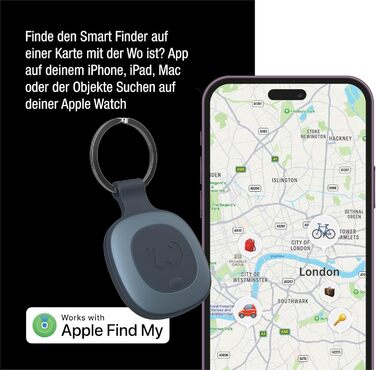 Працює з Apple Find My (IOS), пошук ключів із динаміком, Smart Tag, захист від пилу та води IP67, підтримка режиму втрати, змінна батарея (Dive Blue), 39n Rebel Smart Finder -