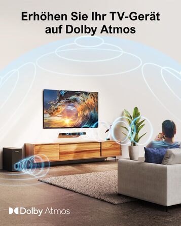 Для телевізійних пристроїв із Dolby Atmos, BassMX, 3D Surround Sound System для ТВ-динаміків Домашній кінотеатр, Soundbar із сабвуфером, 5.3 Bluetooth PC Sound Bars, 190W Peak Power, Nova S50