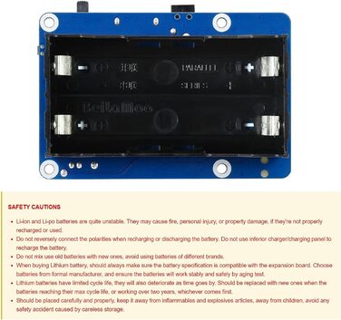 ДБЖ HAT (B) для джерела безперебійного живлення Raspberry Pi зі зв'язком по шині I2C, вихідною напругою 5 В, струмом до 5 А, схемами захисту кількох батарей