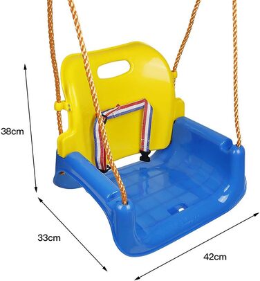 Дитяча гойдалка 3-в-1, дитяча гойдалка, модульна, для немовлят, дітей, гойдалка зі спинкою 38 см і ременем безпеки, для використання на вулиці та в приміщенні
