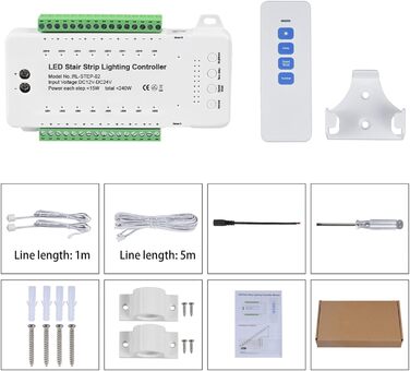 Контролер освітлення сходів з детектором руху, контролер світлодіодної стрічки від 12 В до 24 В, з функціями затримки яскравості, швидкості та часу (дев'ять моделей, до 16 світлодіодів, з дистанційним керуванням)