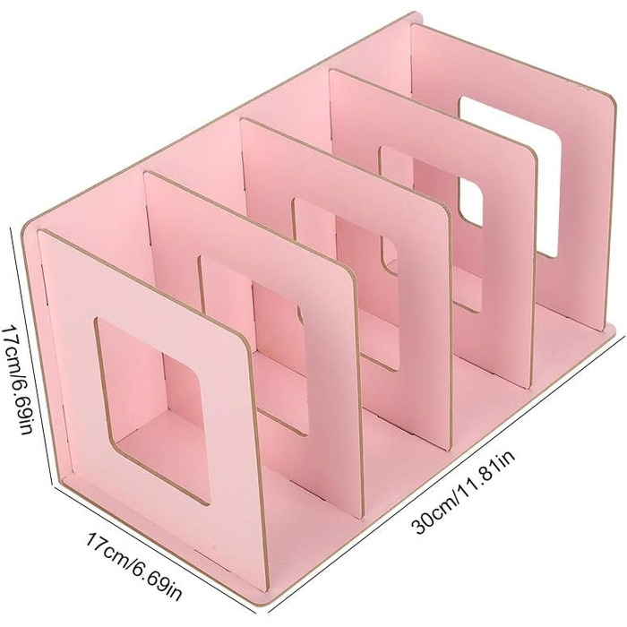 Дерев'яний стоячий органайзер для файлів, DIY настільна стійка для книг DVD зберігання журналів тримач картонних коробок для файлів настільний органайзер для файлів для студентів дітей дорослих (світло-рожевий)