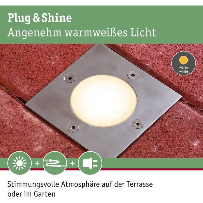 Вбудований підлоговий світильник Світлодіодні зовнішні світильники (одноточкові, 3000k, 100x100 мм), 93692 Plug & Shine LED Outdoor Light Floor Eco 3er- 3x1W Silver 93692