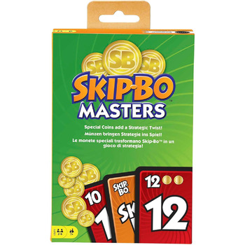 Карткова гра Skip-Bo Mattel Games HJR21 Masters для сім'ї, подорожей та ігрових вечорів, від 2 до 6 гравців, карткова та настільна гра від 6 років Одномісна