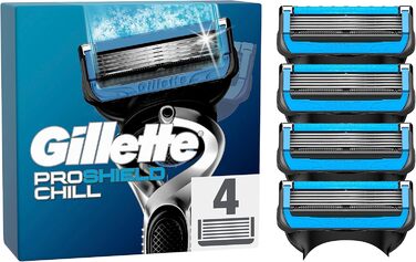 Леза для бритви Gillette ProShield Chill, 4 змінні леза для вологих бритв Men з 5-кратним лезом, Зроблено в Німеччині Новинка