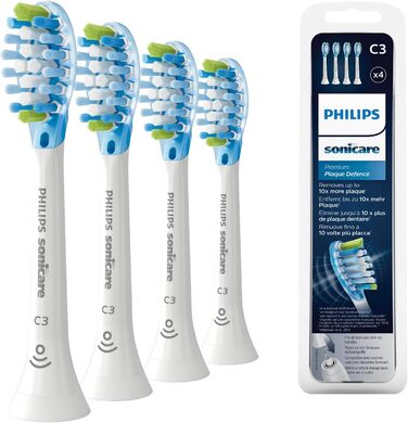 Оригінальні насадки для звукової зубної щітки Philips Sonicare C3 Premium Plaque Defense Standard - 4 упаковки білого кольору (модель HX9044/17) 4 шт.