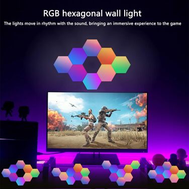 Шестикутні світлодіодні панелі - 8 упаковок Hexagon RGB Smart Wall Light Indoor Creative Decorative Hexa LED Light Panels Music Sync для кімнат та ігор