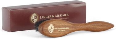 Щітка для нанесення Langer & Messmer Premium з тонкого кінського волосу для нанесення крему для взуття та взуттєвого воску - ще більш густо декорована - Кремова щітка в темному кольорі Shoemaker's Quality Dark