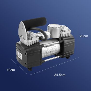 Компресор шин TIREWELL 12 V - Потужний двоциліндровий металевий насос з прямим приводом 150 фунтів на квадратний дюйм, повітряний компресор із затискачем для акумулятора та 5-метровим подовжувальним повітряним шлангом, позашляховики/фургони/автофургони