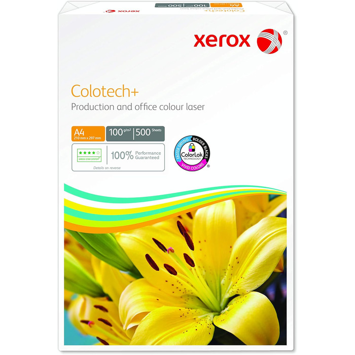 Папір для цифрового друку Xerox Colotech Gold, 100 г/м, A4, 4 x 500 аркушів A4 210 x 297 мм 100 GSM Xerox Colotech Білий